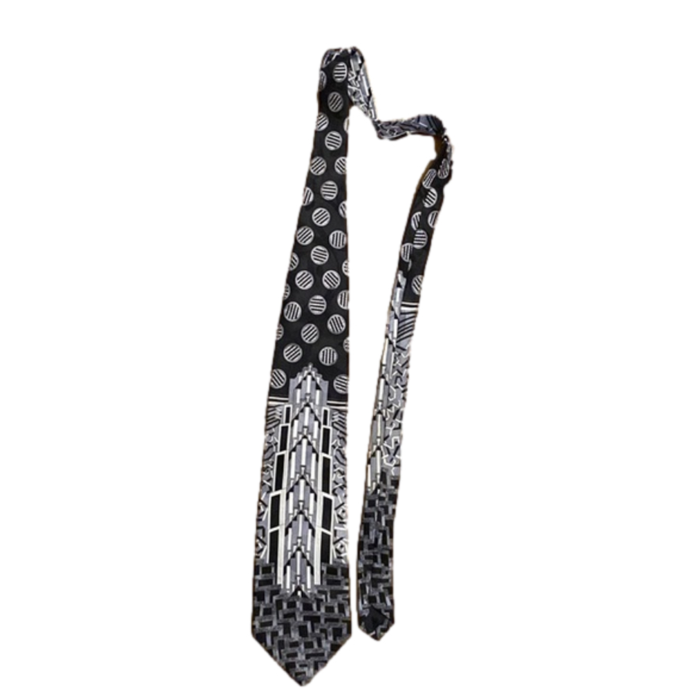 Martin Wong "Screenplay" silk tie 58”  -bm
